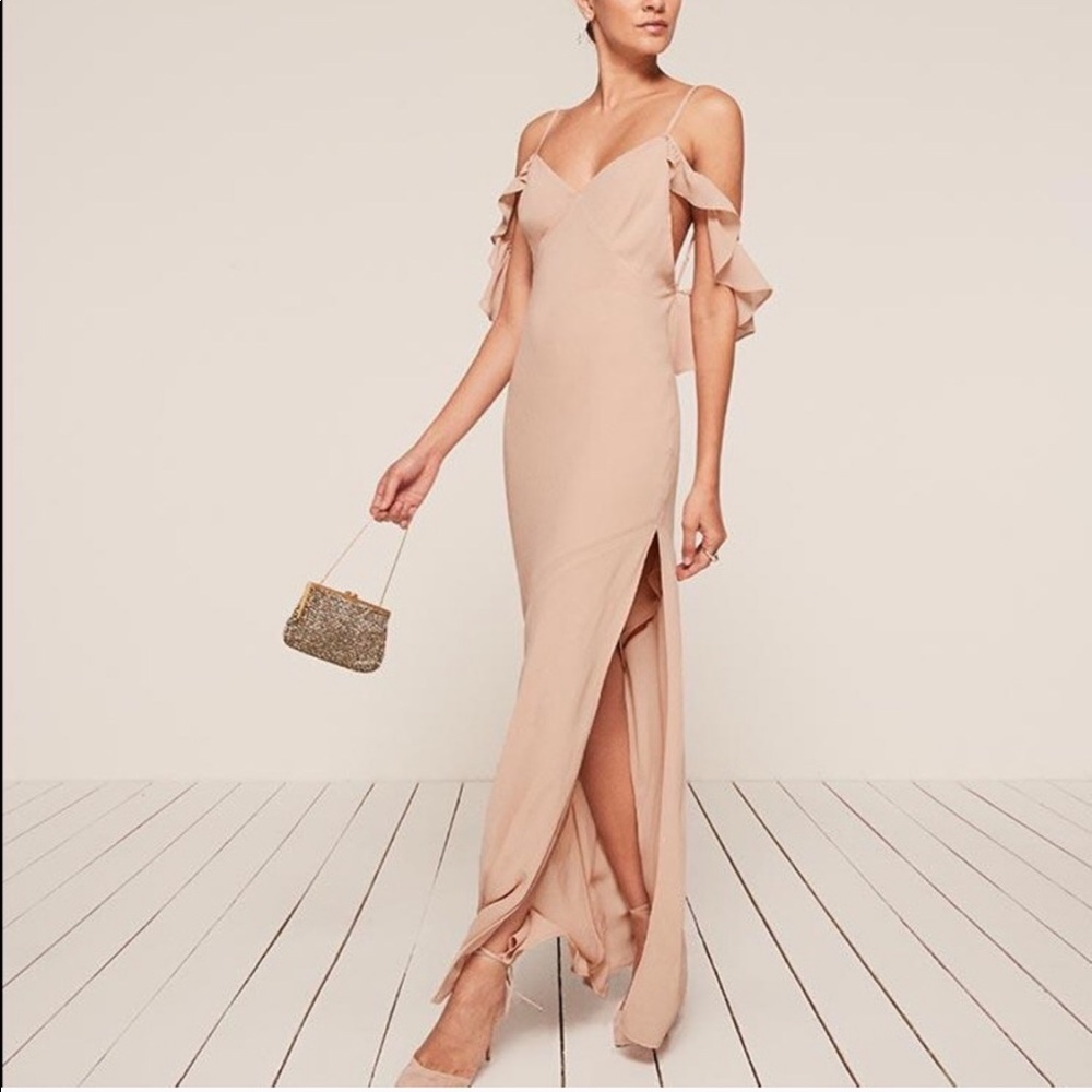 NWT Reformation Ferrara Dress maxi open back slit